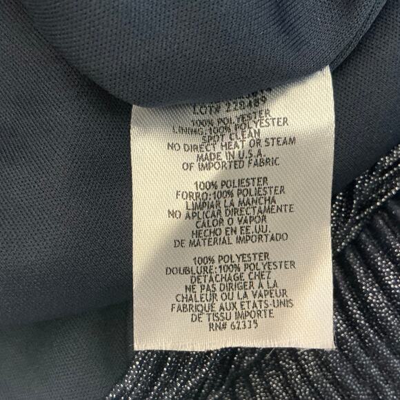 Betsy & Adam Metallic One Shoulder Midi Sheath Cocktail Party Dress Blue Size 6 - Picture 10 of 11